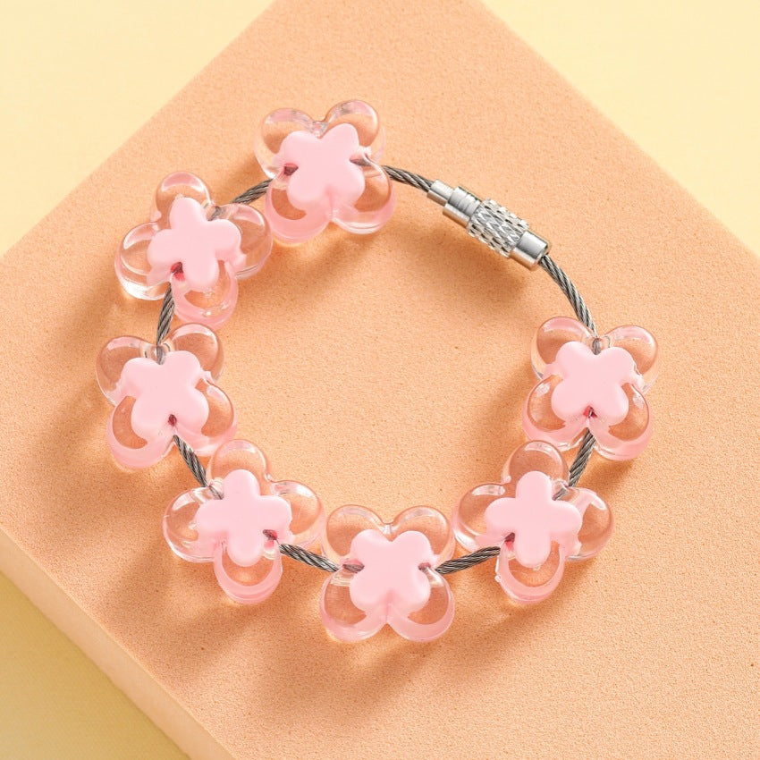 Wholesale Acrylic Dopamine Colored Flower Bracelet Keychain ACC-KC-RongRui025