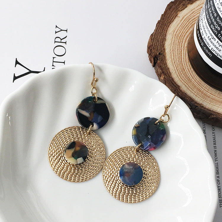 Wholesale Acid plate round retro earrings