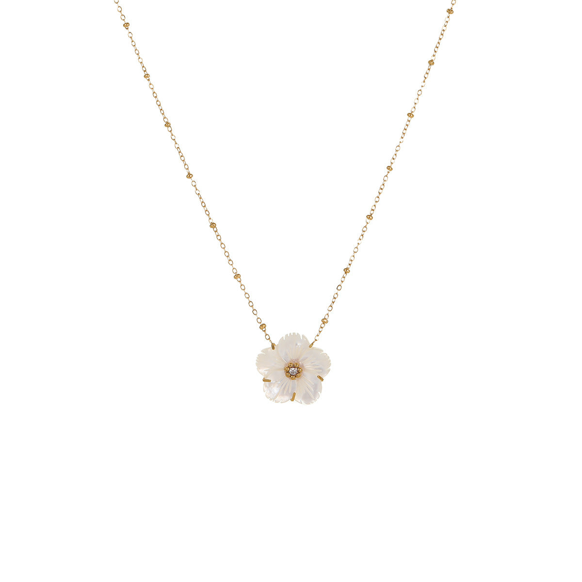 Wholesale Beaded Flower Stacked Stainless Steel Necklace
