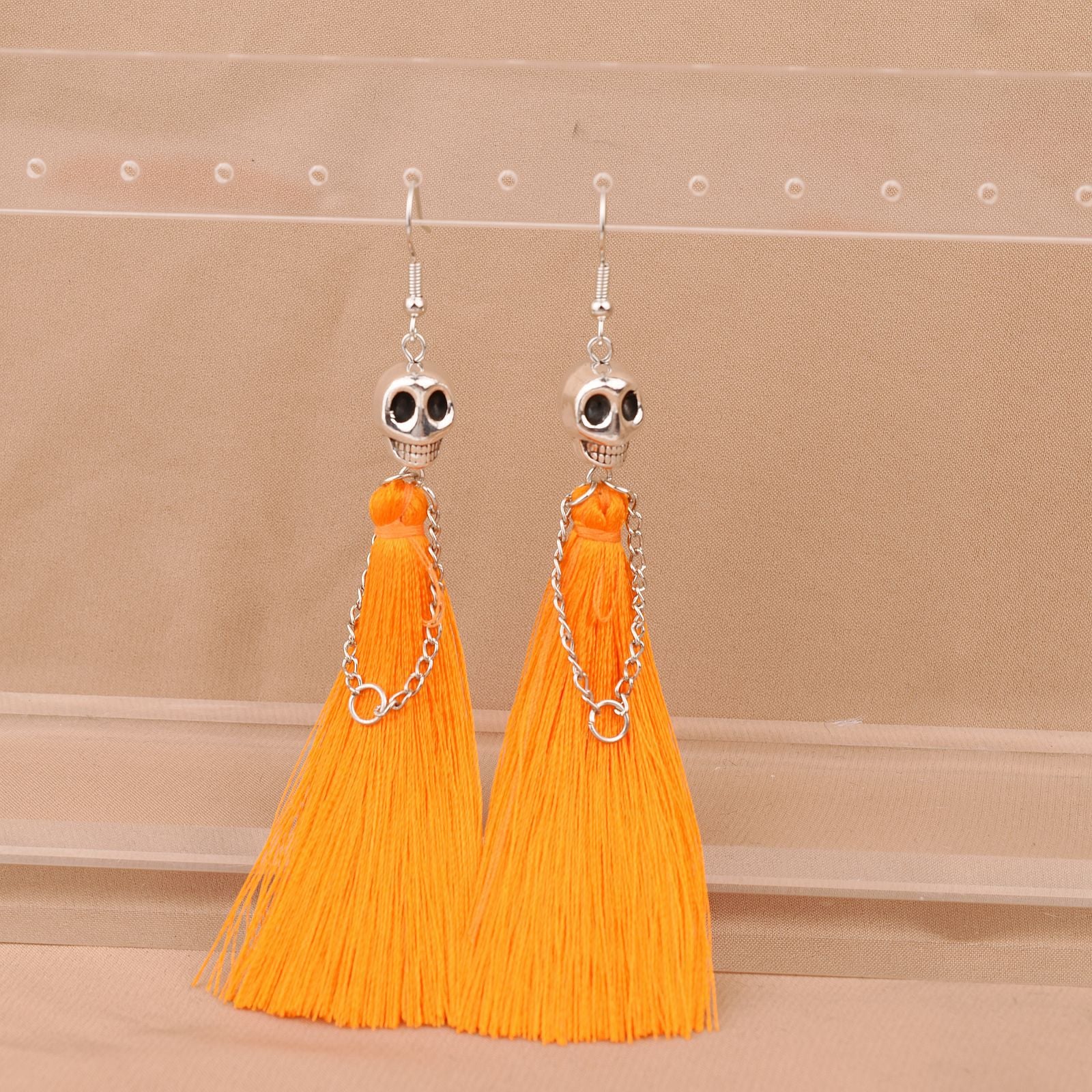 Wholesale   skull tassel earrings