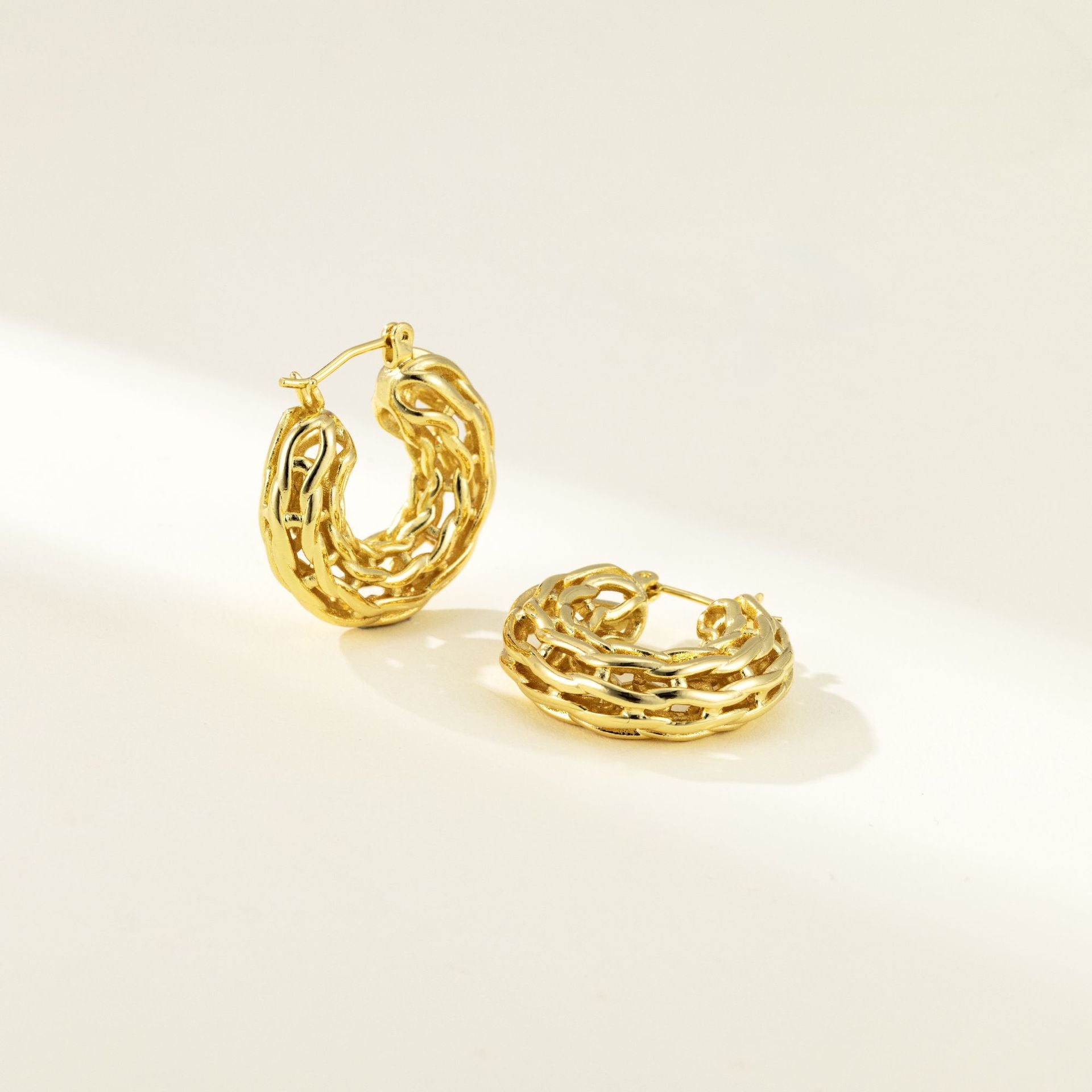 Wholesale copper plated 18K real gold earrings