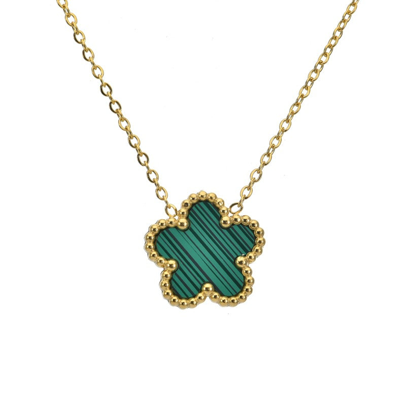 Wholesale Four-leaf Clover Plum Blossom 15MM Titanium Steel Necklace Choker Necklaces ACC-NE-QianHui001