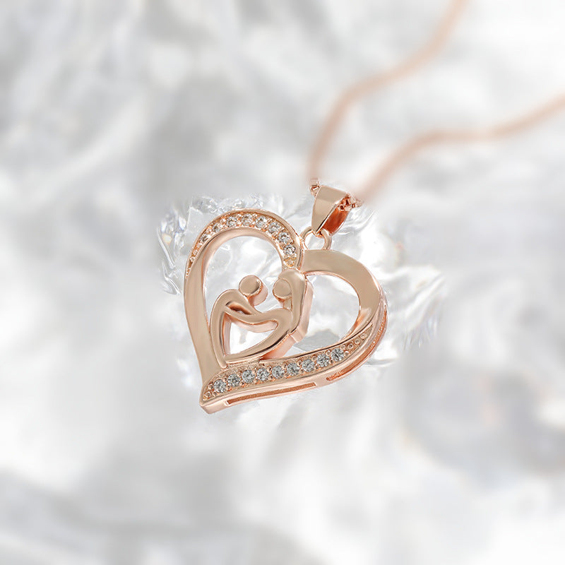 Wholesale mother-child pendant Mother's Day gift mother's love mother female heart-shaped necklace