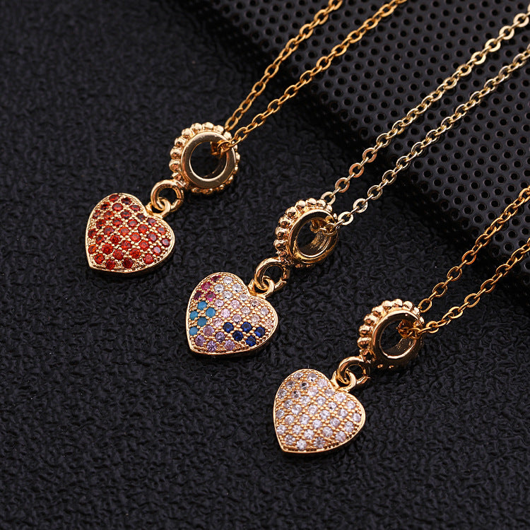 Wholesale Heart Micro Inlaid Colorful Zircon Clavicle Necklaces Choker Necklace ACC-NE-SY013