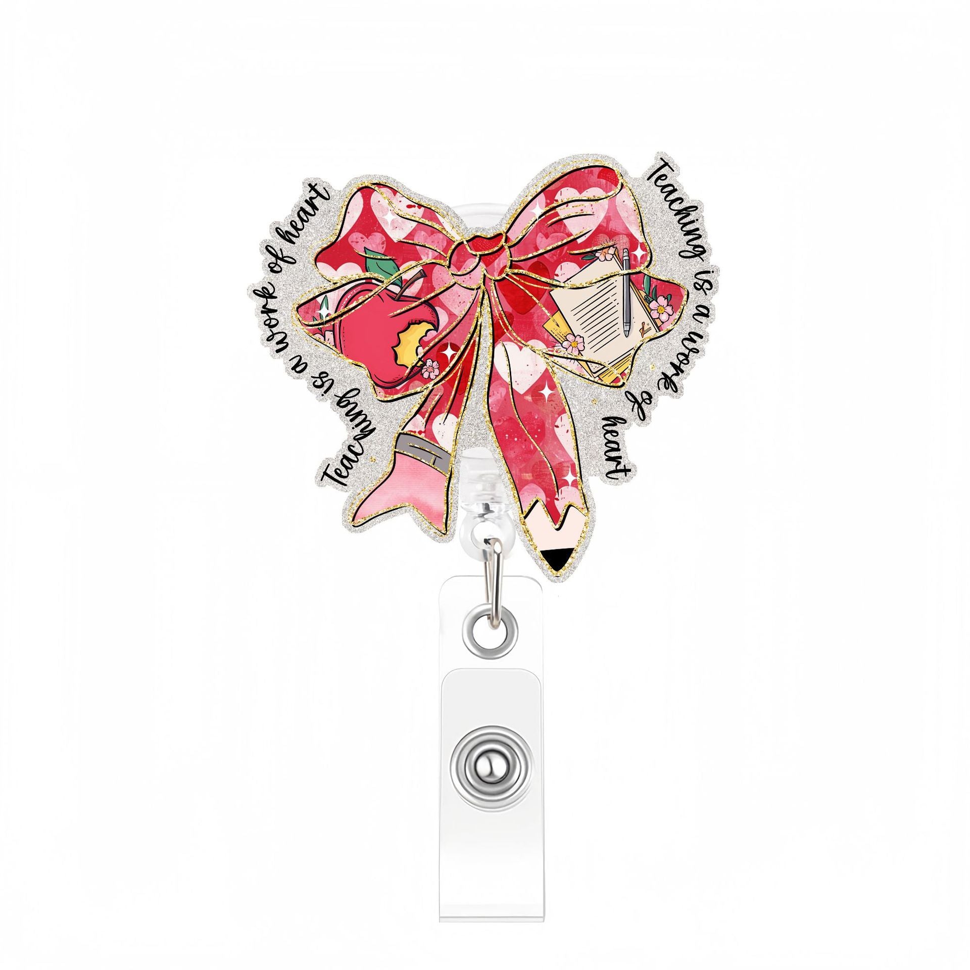 Wholesale  creative quote pink bow Badge Reels