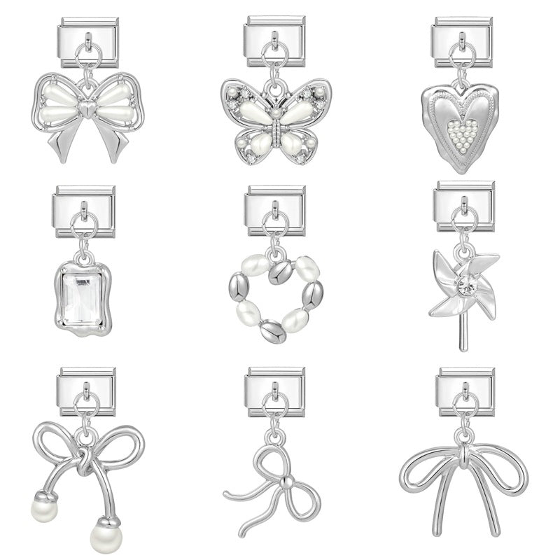 Wholesale Italian Charm Bracelet 9mm DIY Splicing Heart Pendant Stainless Steel Composable Bracelet