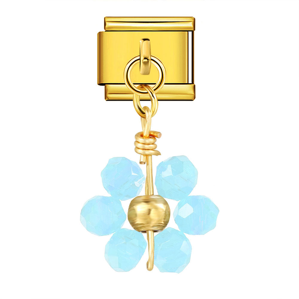 Wholesale Italian Charm Bracelet 9mm DIY Crystal Bead Flower  Creative Stainless Steel Composable Bracelet