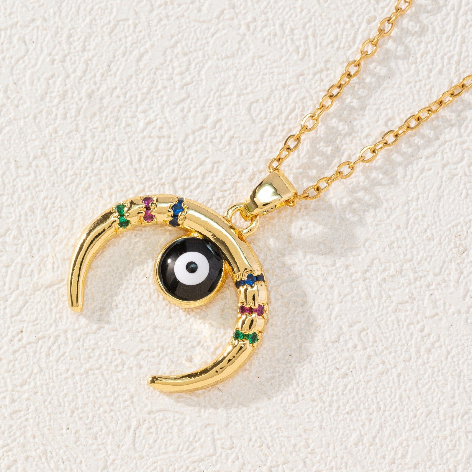 Wholesale Bohemian Evil Eye Pendant Necklace Copper Zircon Drop Oil Fashion Accessory Boutique Resale