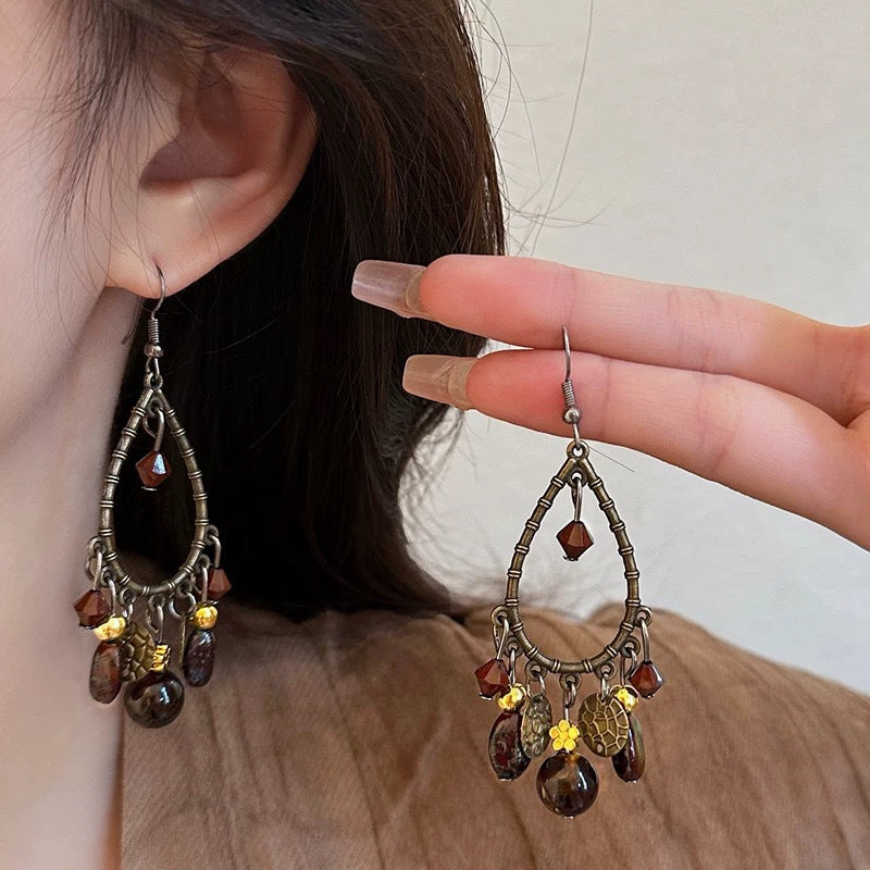 Wholesale Ethnic Style Beaded Tassel Earrings