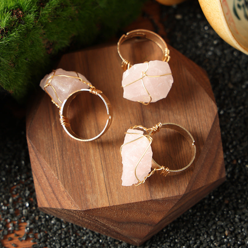 Wholesale Wire Wrapped Natural Amethyst Ring Rough Stone Crystal Jewelry Fashion Accessory Everyday Wear Gift And Boutique Resale