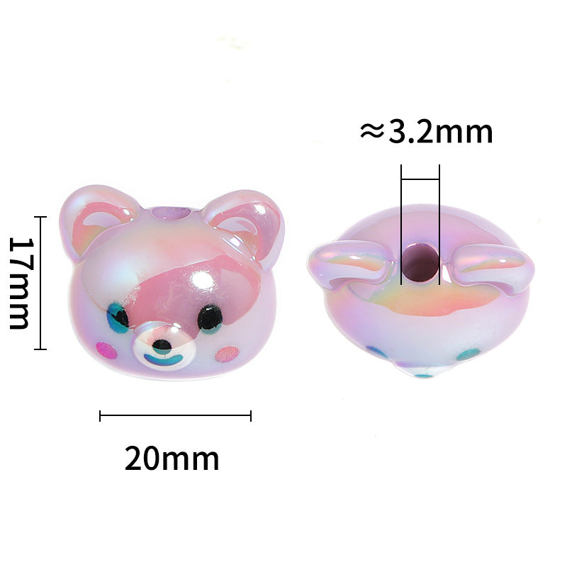 Wholesale 50pcs Acrylic Cute Bear Beads Cartoon Animal Vertical Hole Beads Diy Accessories ACC-BDS-BLG121