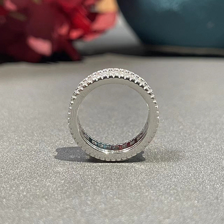 Wholesale S925 Silver Ring Double Row Diamond Full Diamond Zircon Rings ACC-RS-LLT003