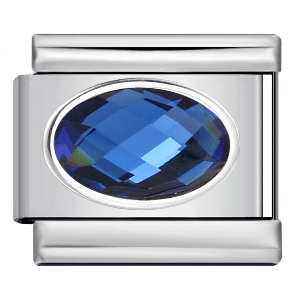 Wholesale Italian Charm Bracelet 9mm DIY Splicing Removable Oval Color Stone Stainless Steel Composable Bracelet