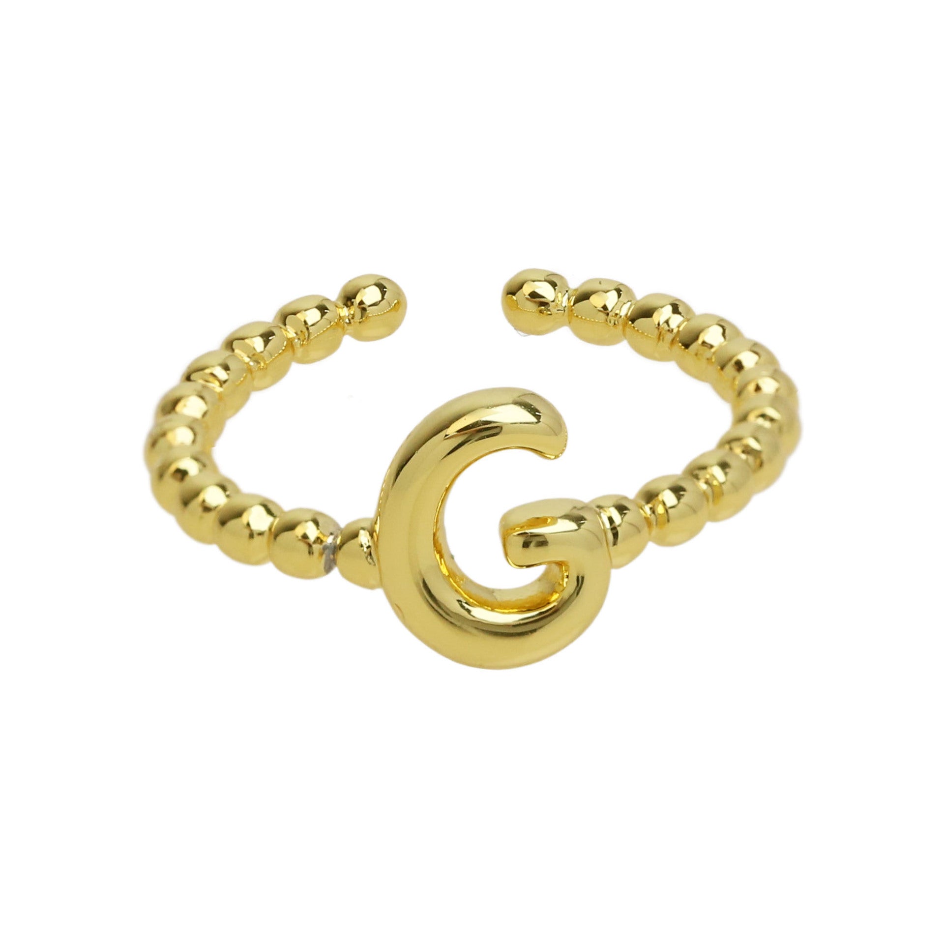 Wholesale  18k Golden Glaze Brass Bubble Balloon Letter  26 Ring