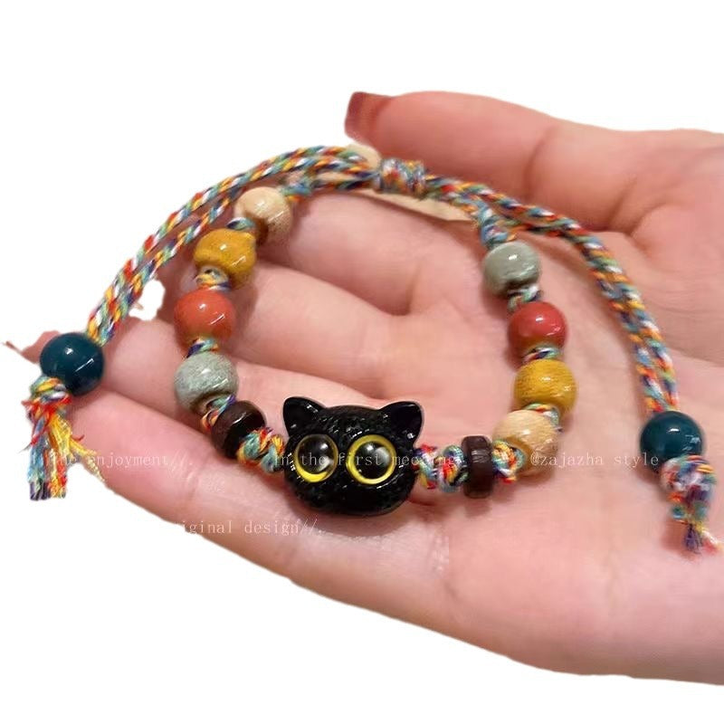 Wholesale Skull Cat Ceramic Braided Bracelet