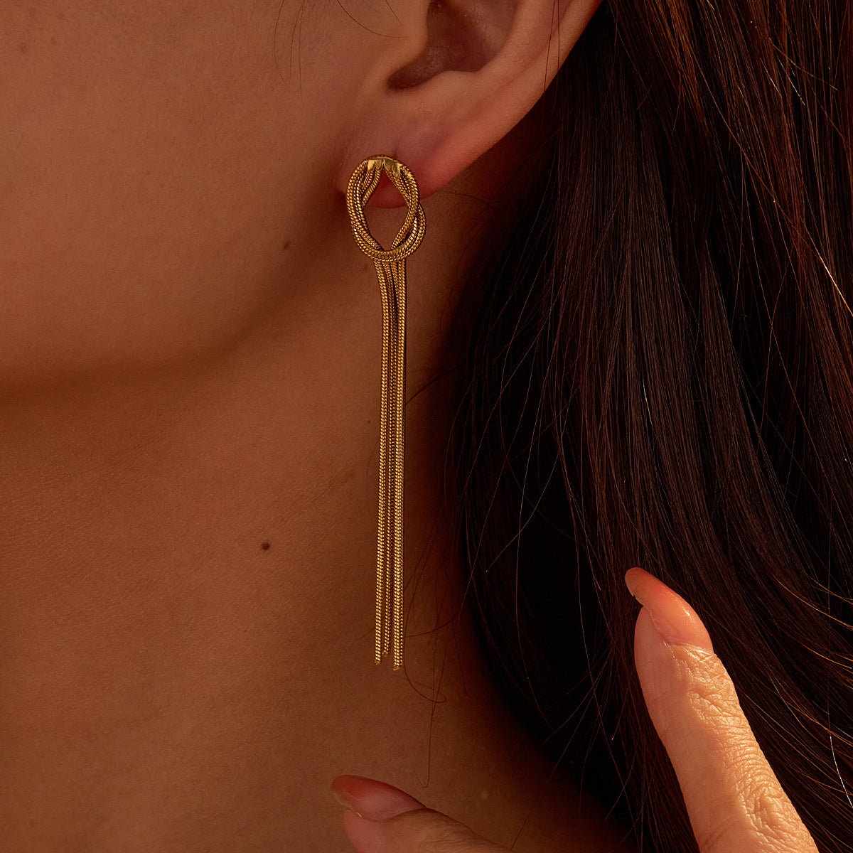 Wholesale  long tassel stainless steel earrings