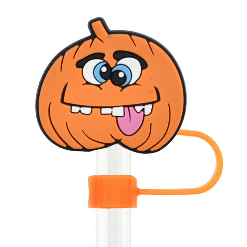 Wholesale Random 100pcs Halloween 10mm PVC Soft Straw Tube Cap ACC-SCR-RYY092