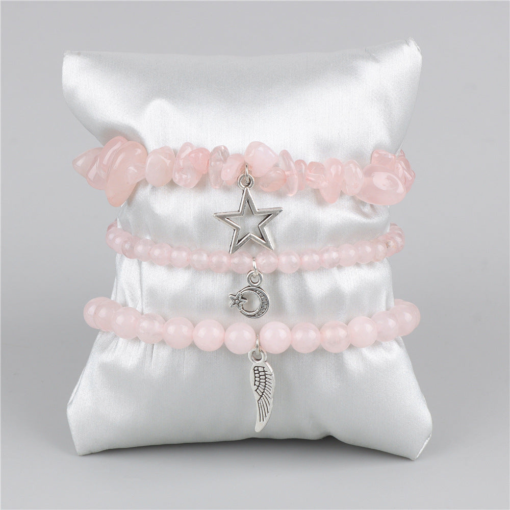 Wholesale Natural Stone Stretch Bracelet Star Leaf Pendant Layered Bracelet Set ACC-BT-Ruiz006