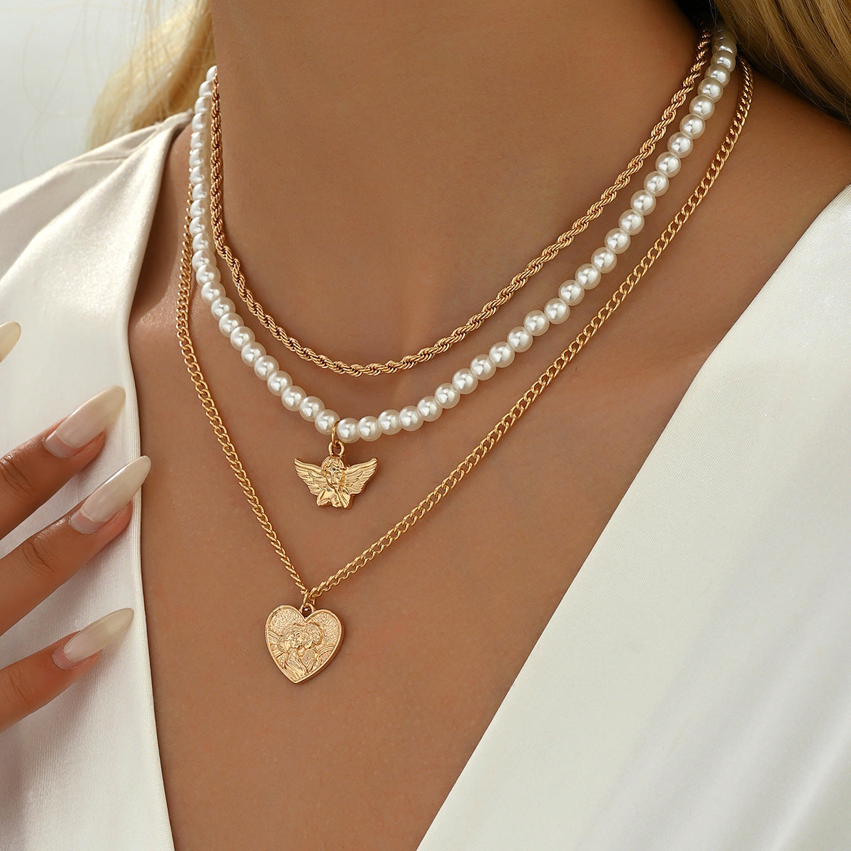 Wholesale heart angel pendant necklace