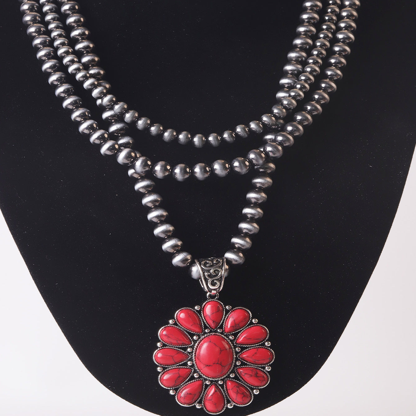 Wholesale Bohemian Zinc Alloy Turquoise Pendant Necklace,  Fashion Accessory for Gift Boutique Resale