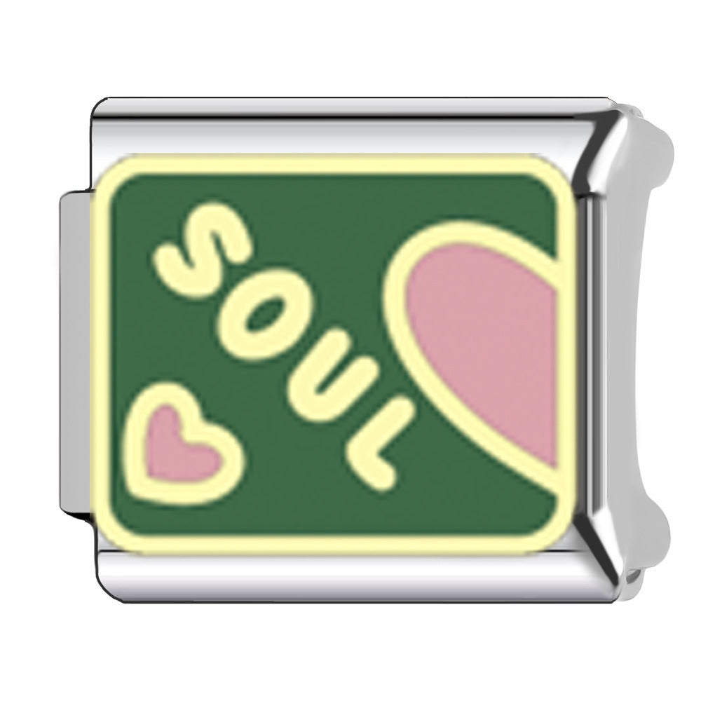 Wholesale   Italian Charm Bracelet 9mm DIY Heart-Shaped Welded Creative Stainless Steel Composable Bracelet