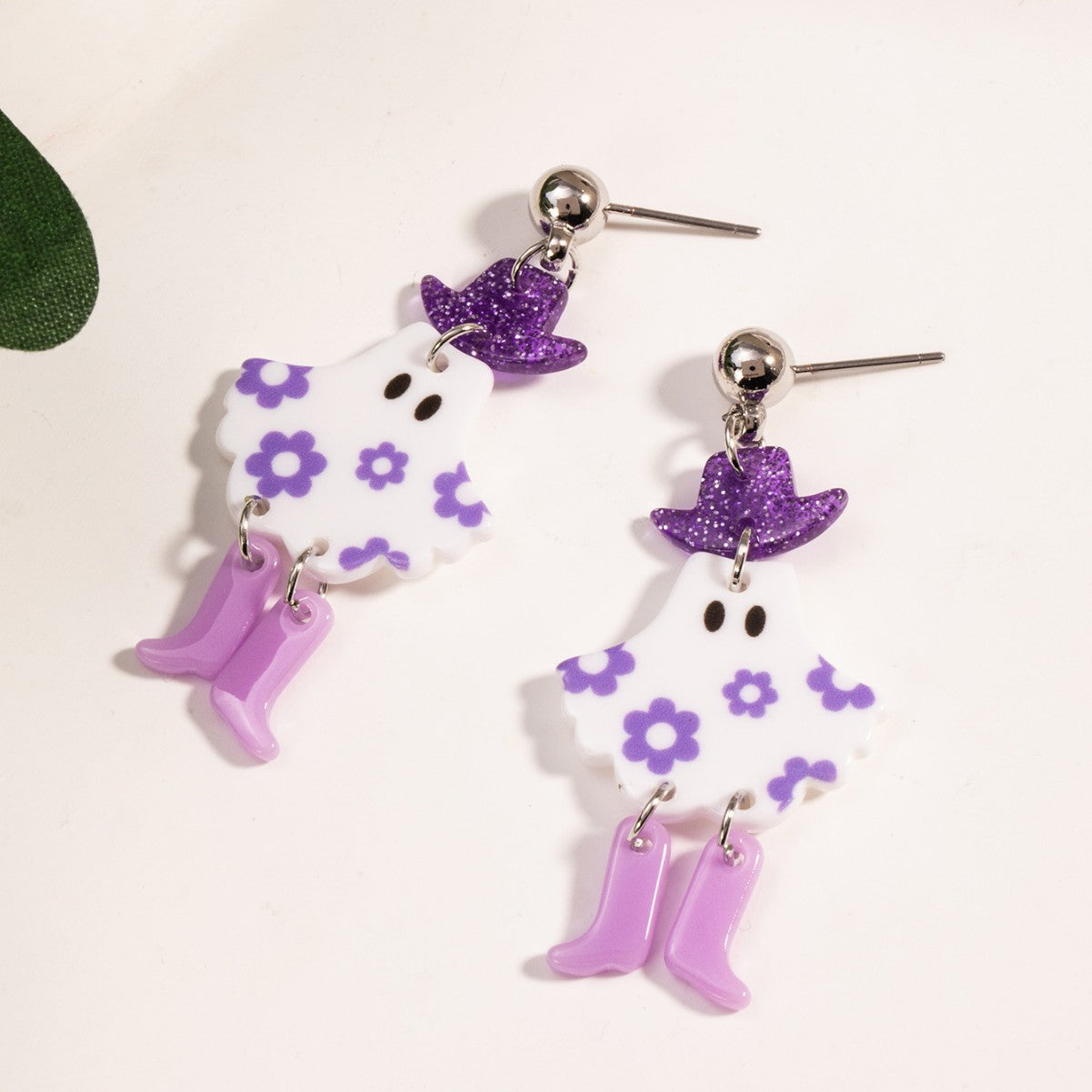 Wholesale Acrylic Cute  Funny Horror Ghost Bat Earrings