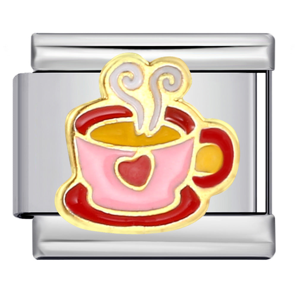 Wholesale Italian Charm Bracelet 9mm DIY Splicing Removable Beverage Series Stainless Steel Composable Bracelet