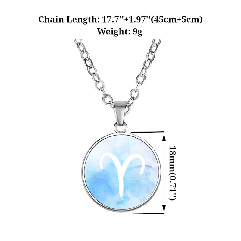 Wholesale Twelve constellation simple alloy pendant necklace