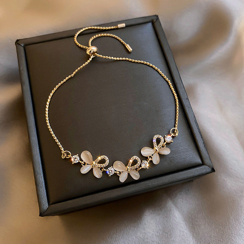 Wholesale Opal Pearl Flower Love Bracelet Adjustable Bracelet Heart Bracelets ACC-BT-Weim001