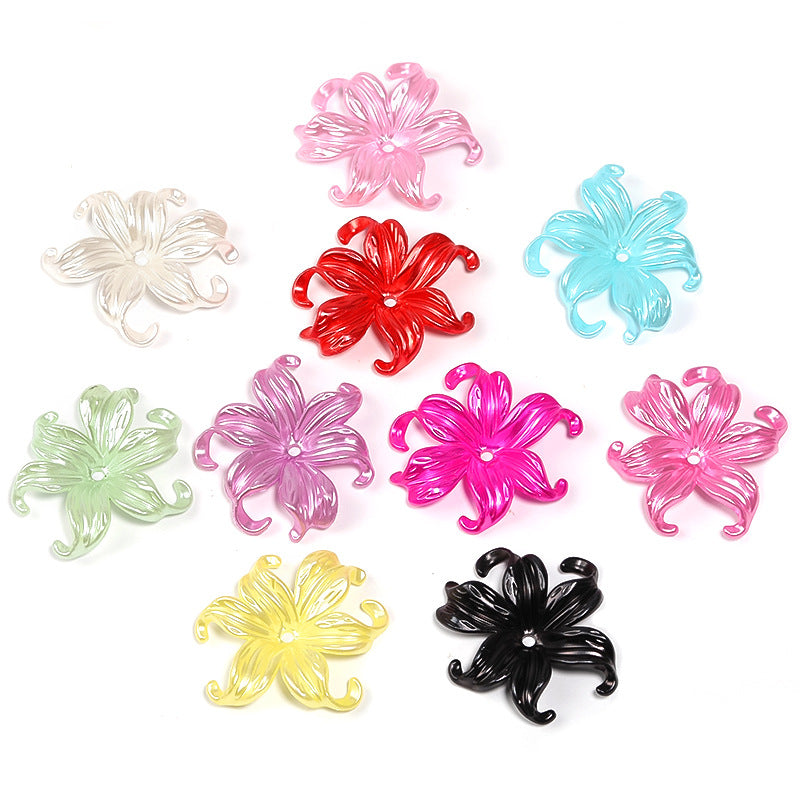 Wholesale 50pcs/pack Iris Flower Receptacle Gradient Golden Phoenix Flower Acrylic Beaded Diy Accessories ACC-BDS-BLG061