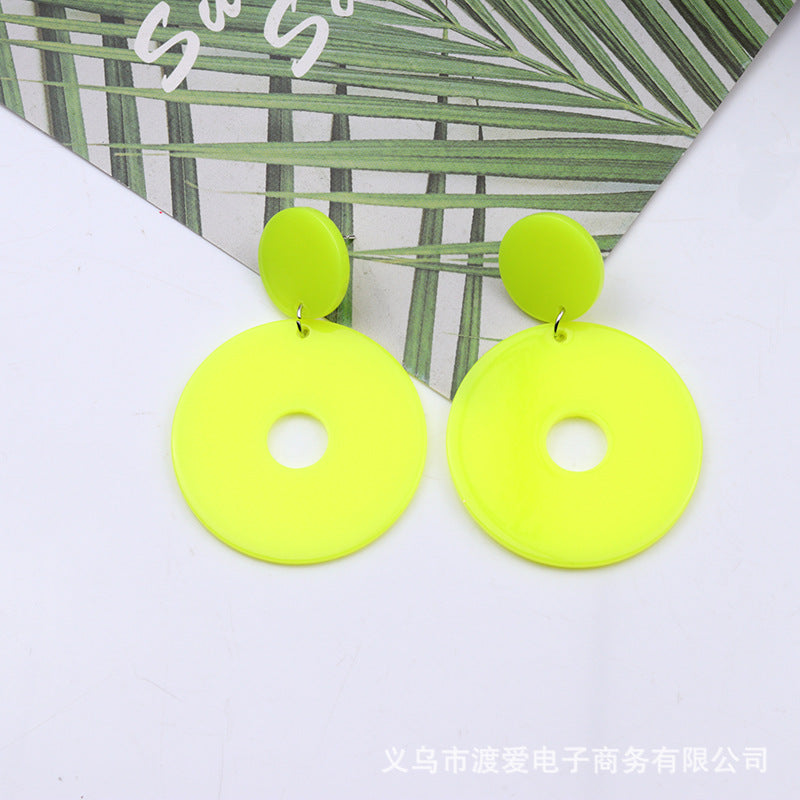 Wholesale  12-Color Round Cut Out Acrylic Earrings