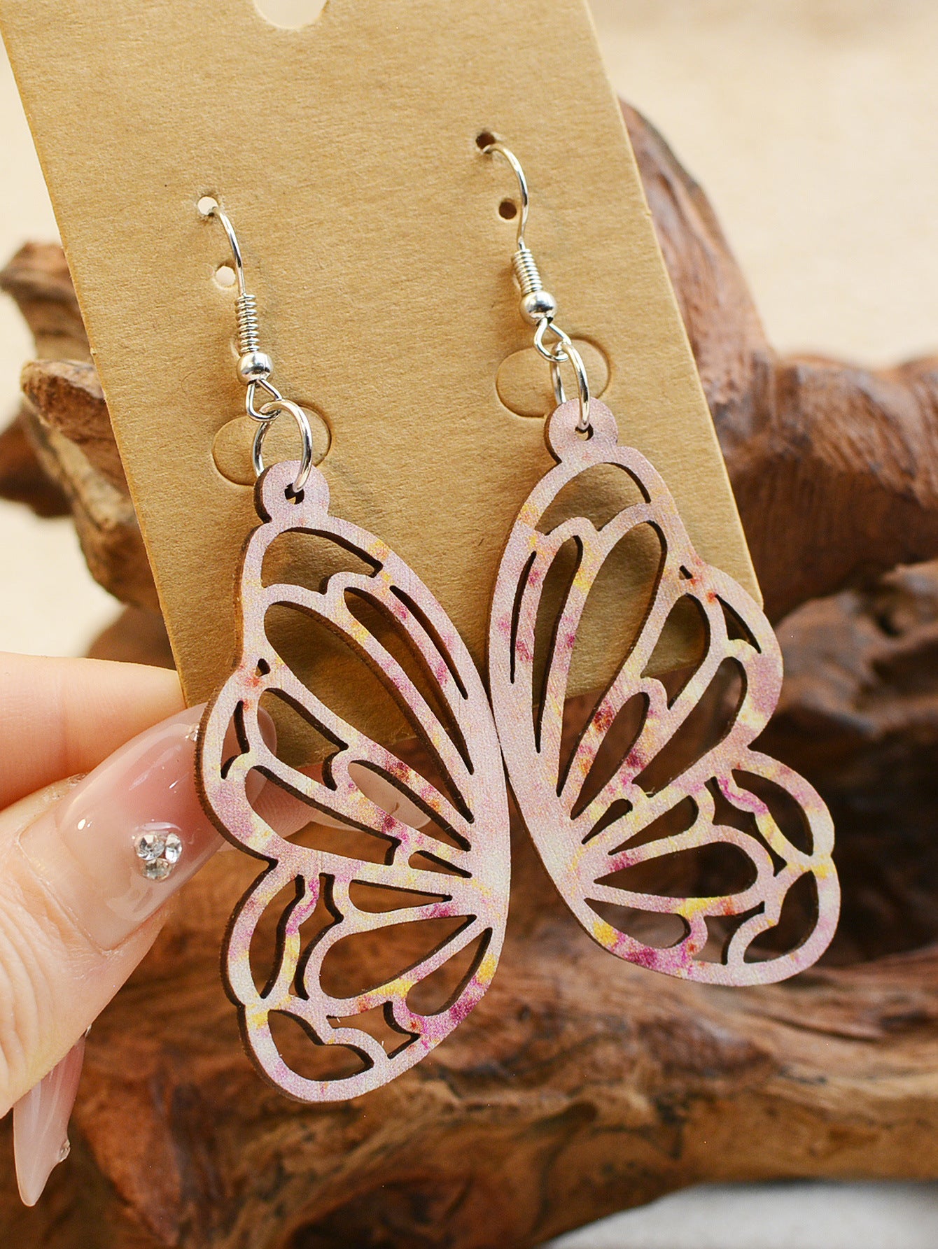 Wholesale Wood Butterfly Hollow Earrings ACC-ES-LuoKun001