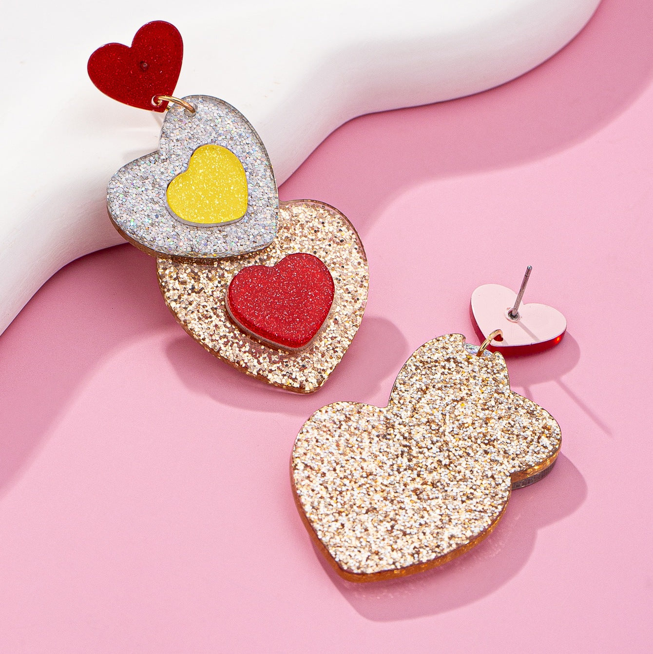 Wholesale  acrylic color love earrings Valentine's Day jewelry