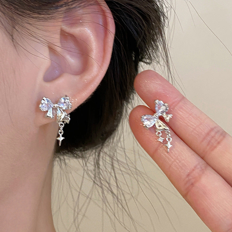 Wholesale Starlight Brilliant Bow Zircon Stud Earrings Fashion Bow Earrings ACC-ES-YaoFeng001