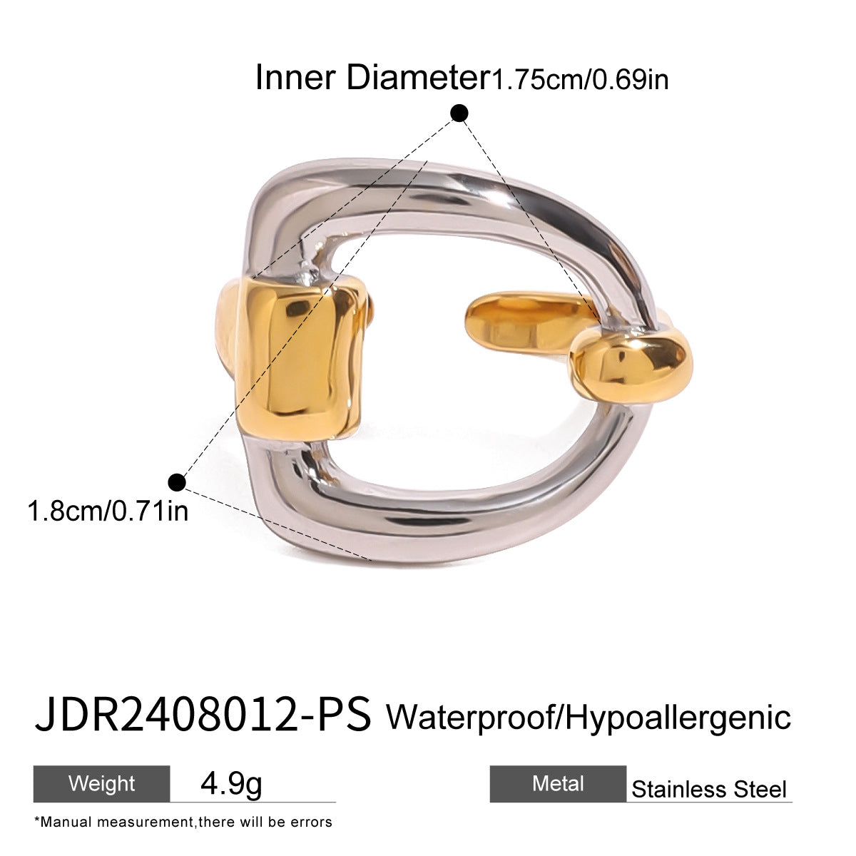 Wholesale  18k gold stainless steel gold and silver color matching letters D color matching opening ring