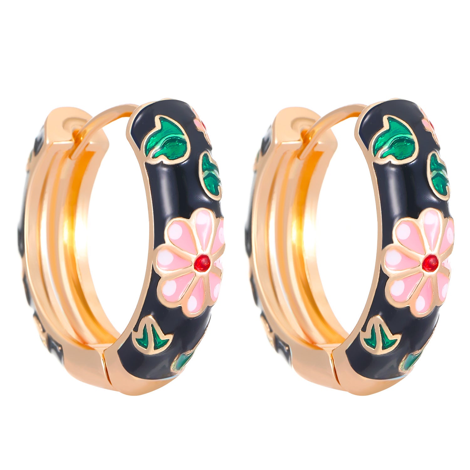 Wholesale Copper Dripping Oil Flower Earrings Chinese Vintage Style Women S Jewelry Accessory