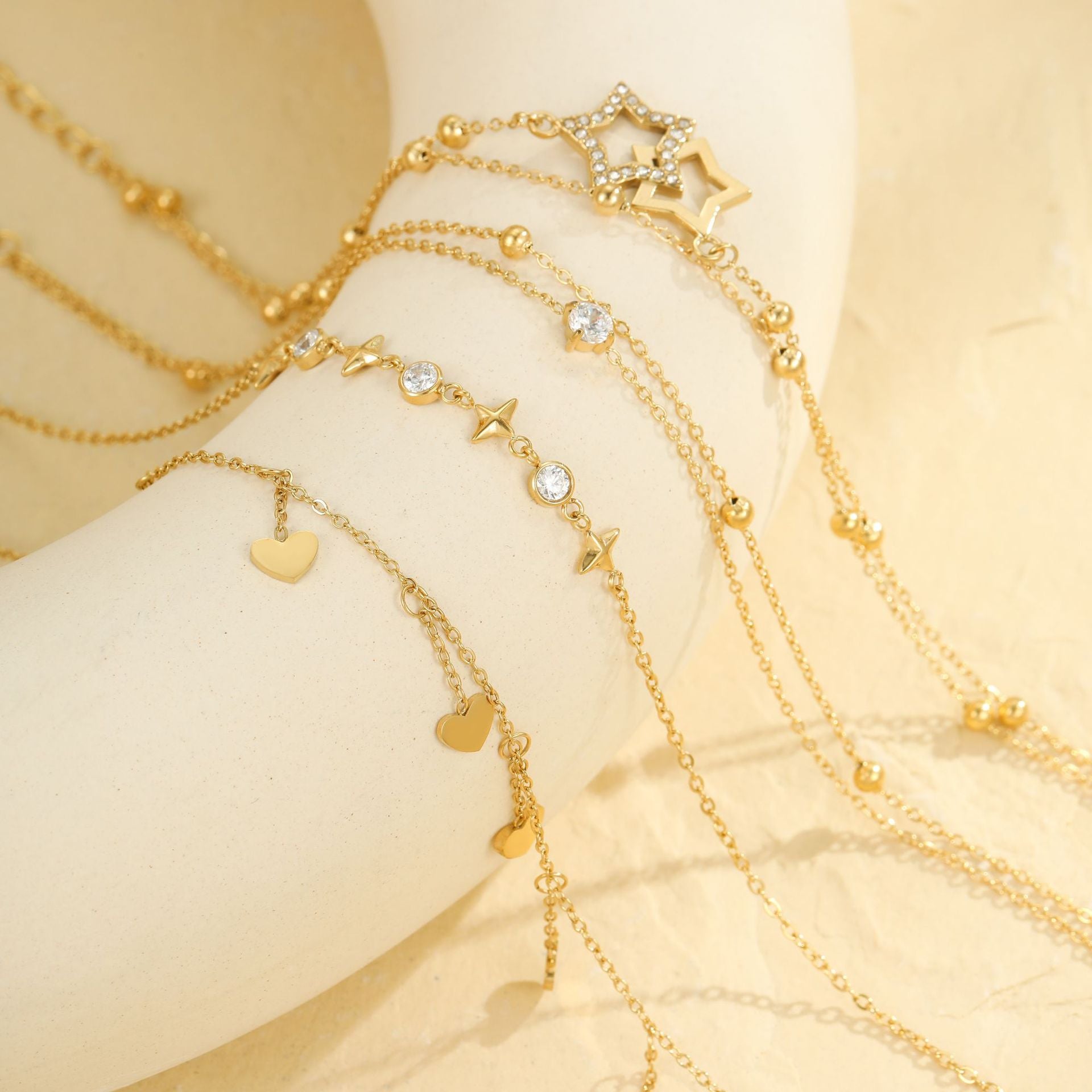 Wholesale  multi-layer 18k stainless steel anklet