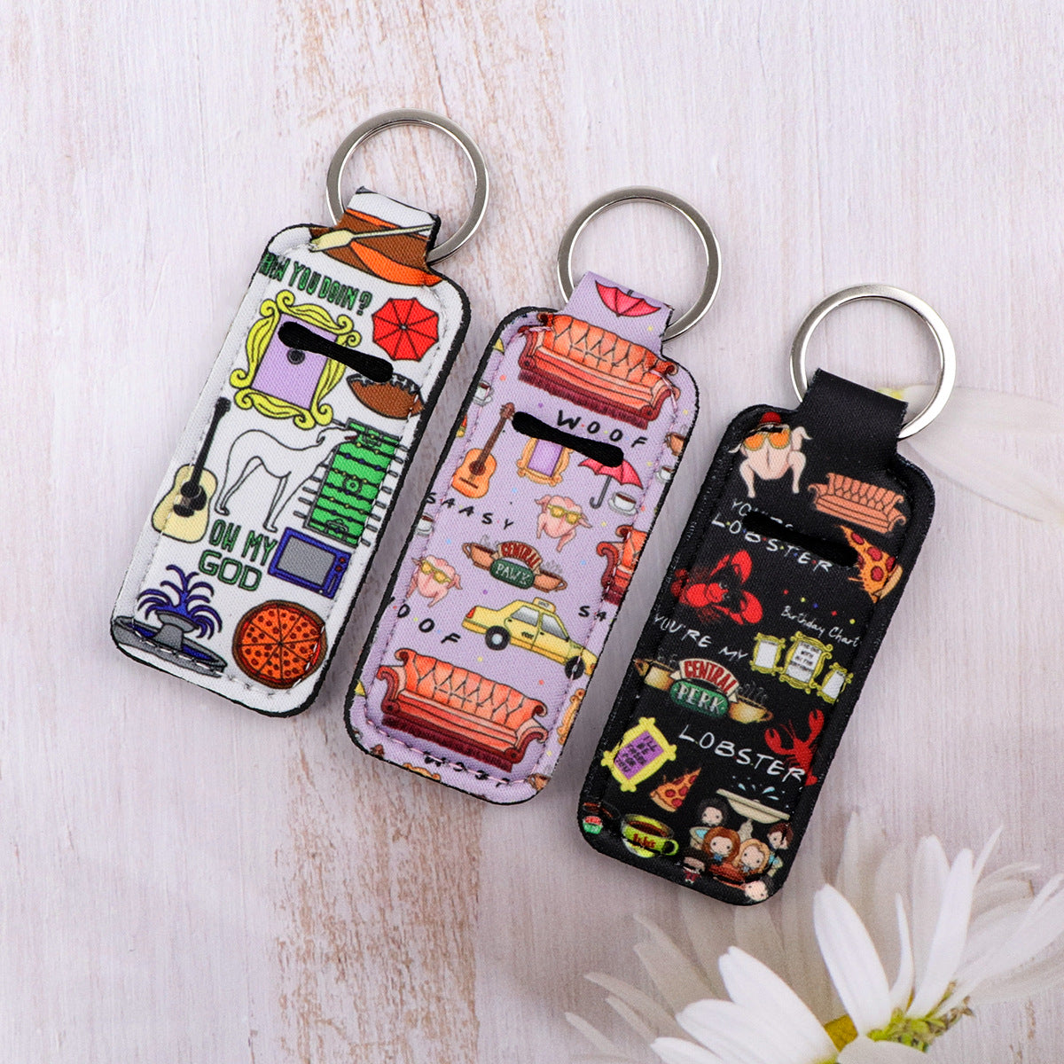 Wholesale 6pcs  Cartoon Protective Case Keychain Lipstick Case Keychain