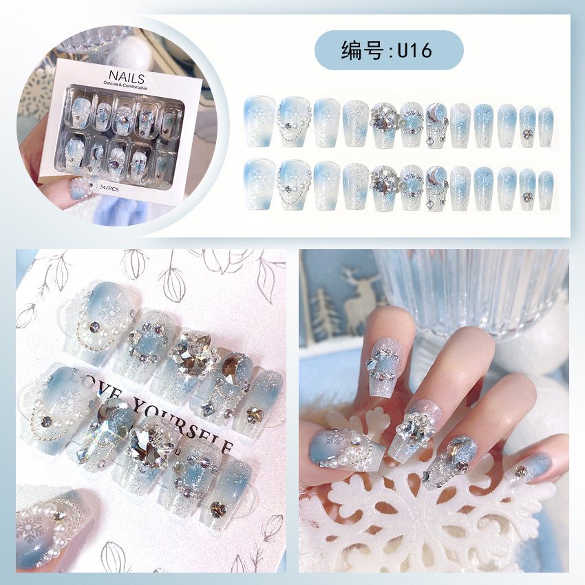 Wholesale 24 Pieces/box Large Diamond Nail Patches Press-on Nails Kits Nail Stickers ACC-NS-DiNa004