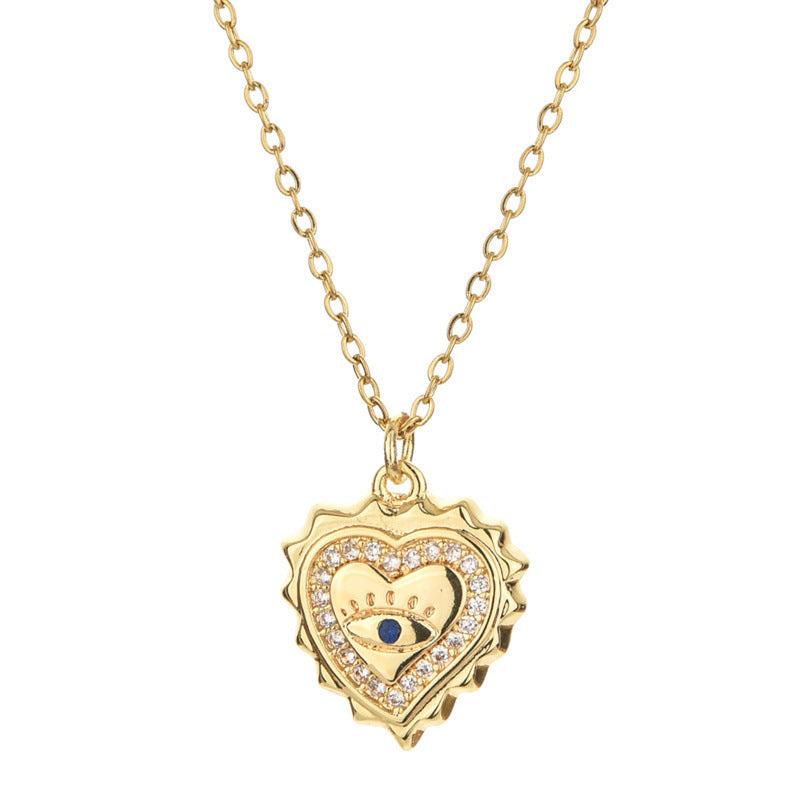 Wholesale Stainless steel heart-shaped Devil's Eye pendant necklace