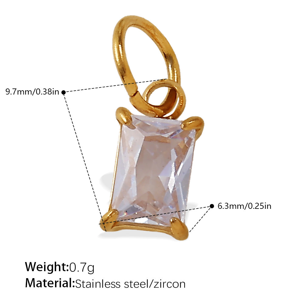 Wholesale 18K gold plated geometric colored gemstone rectangular five-pointed star   Charms