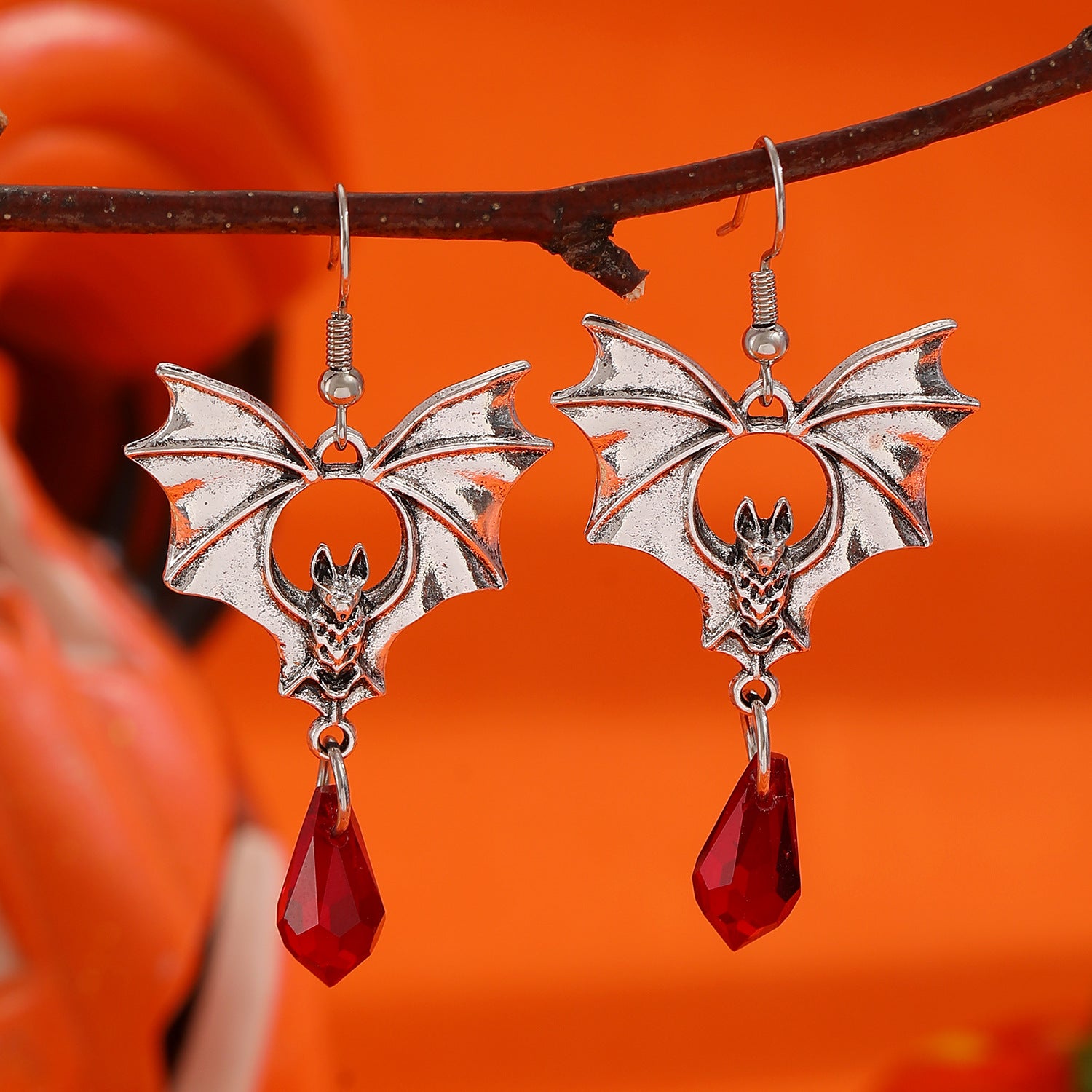 Wholesale Gothic Bat Pendant Earrings,  Zinc Alloy Ancient Silver,  Trendy Party Wear Fashion Accessory