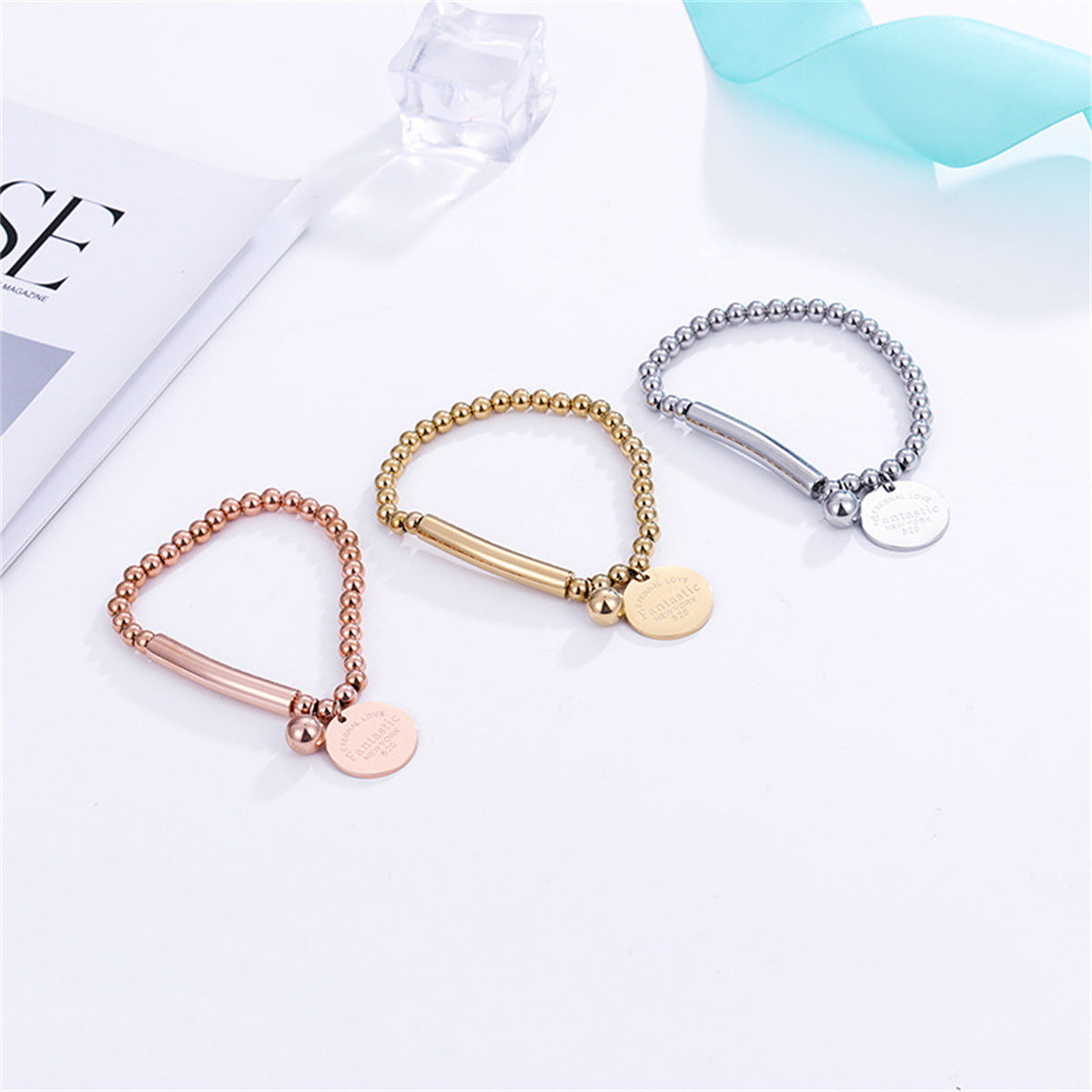Wholesale Stainless Steel Letter Disc Bracelet