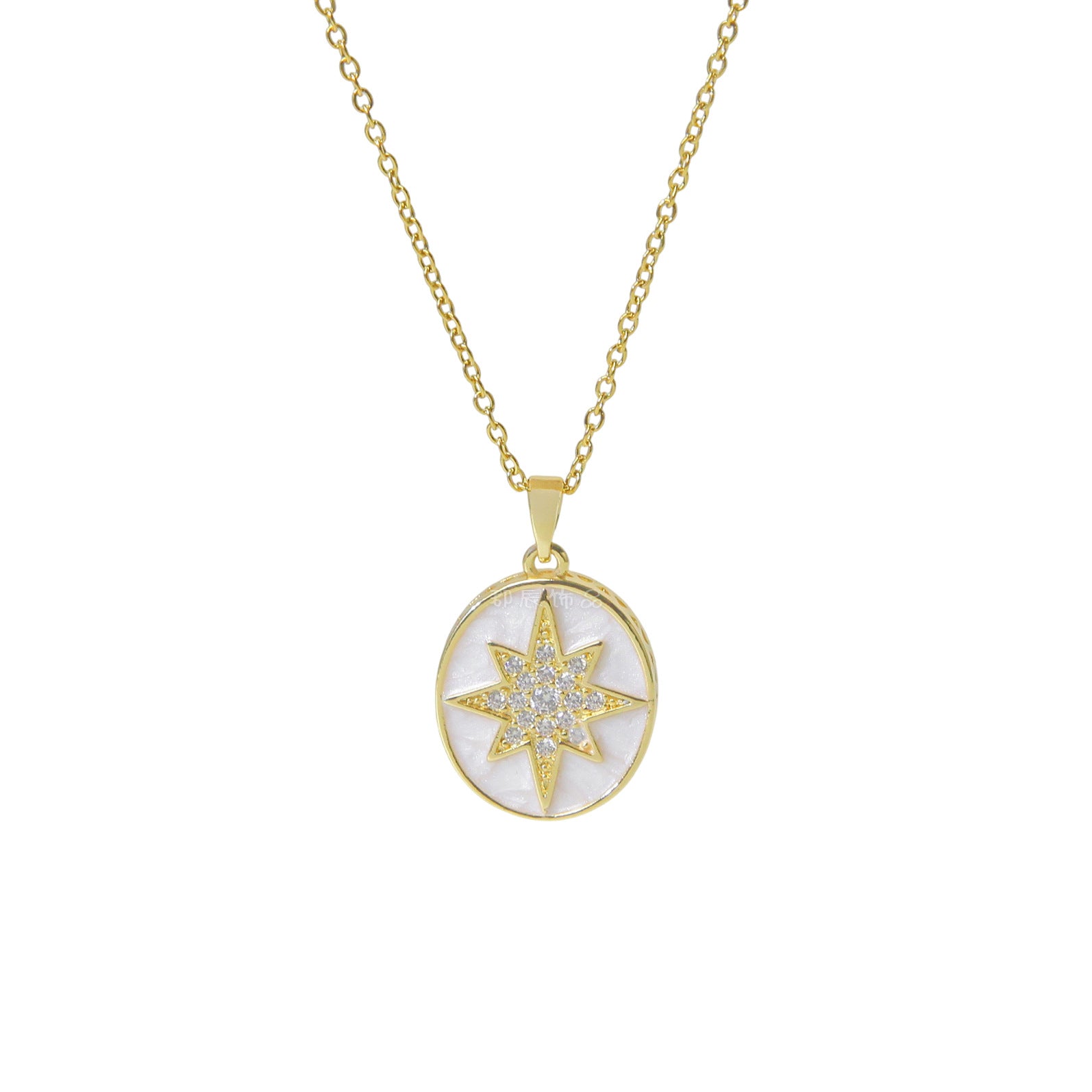 Wholesale White Star Necklace Zircon Sunflower Titanium Steel Color-free Clavicle Chain