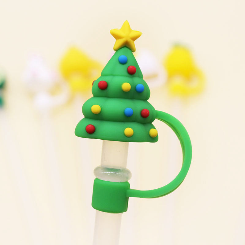 Wholesale Trendy Christmas Silicone Straw Caps Cartoon Party Straw Toppers For 8Mm 10Mm Straws Resale