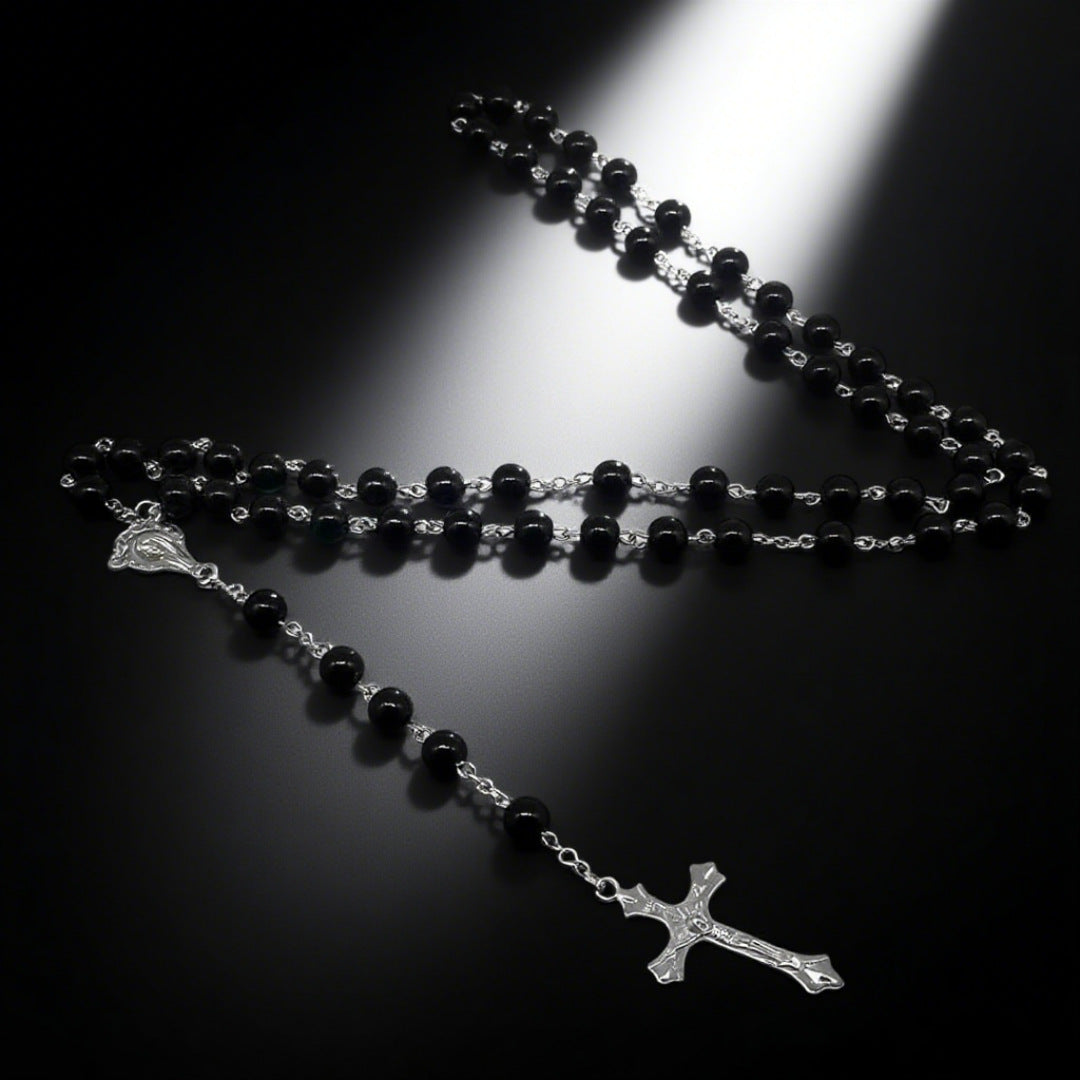 Wholesale Retro Personalized Pearl Beaded Cross Long Necklace