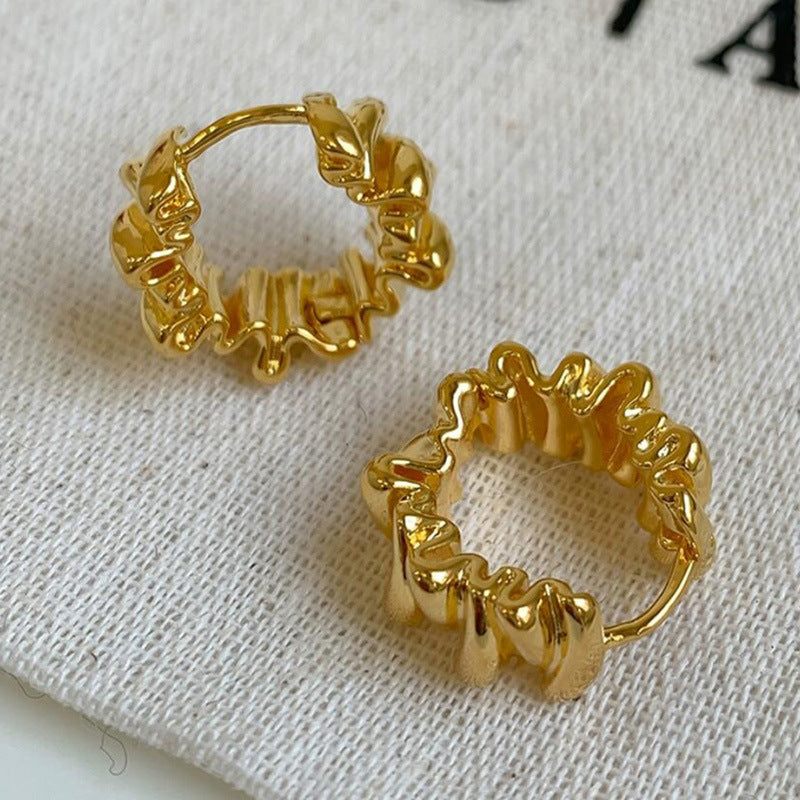 Wholesale Wavy Pleated Earrings Fashion Round Earrings Retro Vintage Earrings ACC-ES-DangKa002
