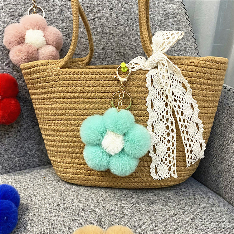 Wholesale Cute Flower Plush Keychain Red Plush Bag Charm For Bags And Car Keys Everyday Use Gift Boutique Resale