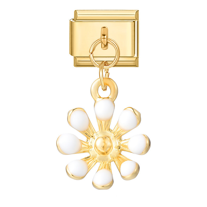 Wholesale 9mm Italian Charm Starter Bracelets DIY Flower Pendant Stainless Steel Composable Bracelet