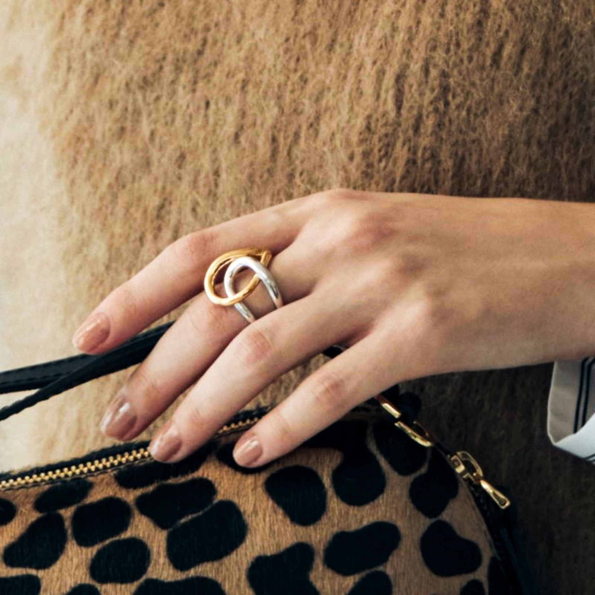 Wholesale 18K gold stainless steel gold and silver color matching  rings